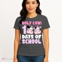 Holy Cow 100 Days Of School Funny Cute Women's T-Shirt thumb 4