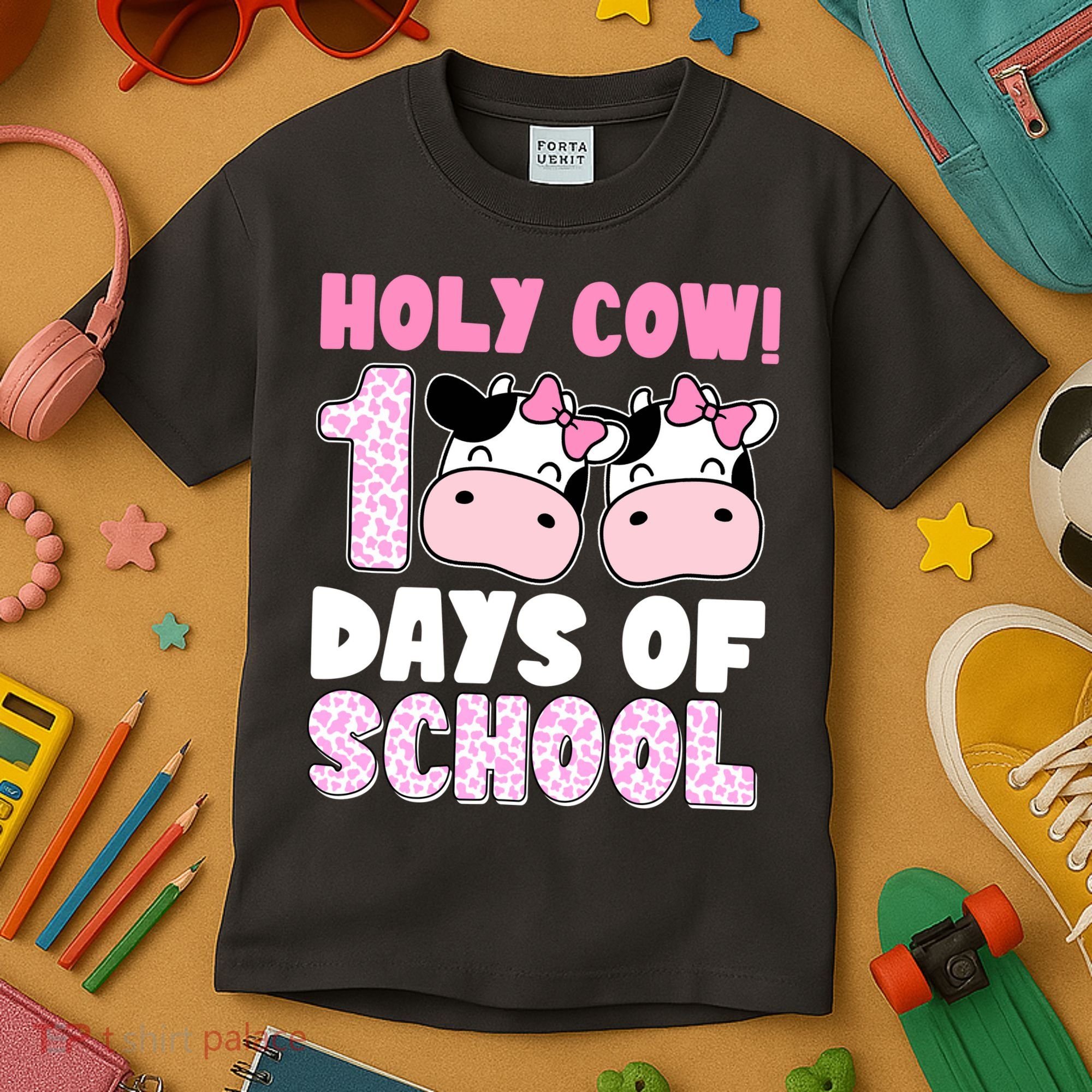 Holy Cow 100 Days Of School Funny Cute Kids T-Shirt