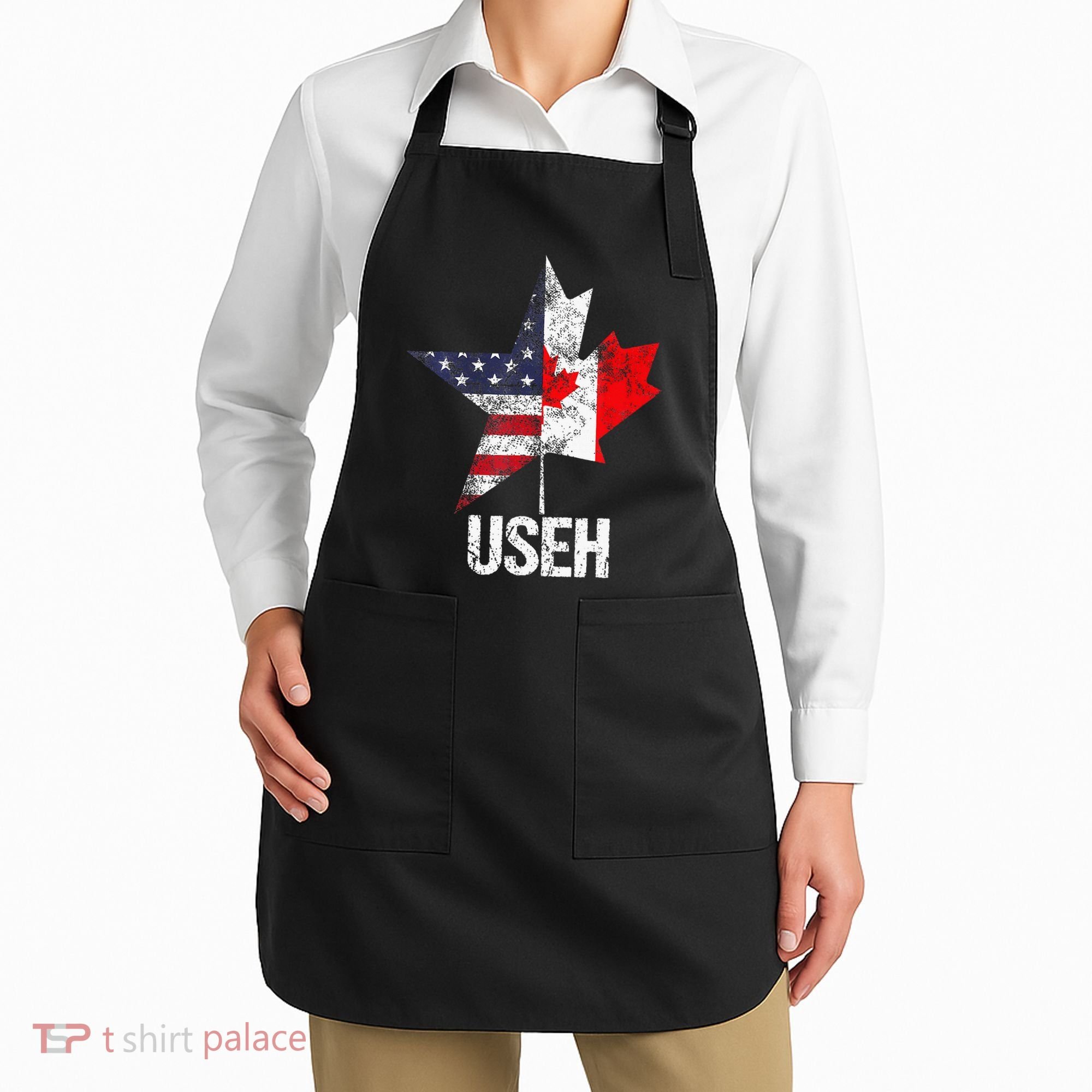 Half Canadian American Useh Canada Usa Flag United States Apron