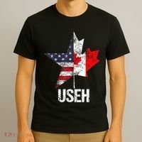 Half Canadian American Useh Canada Usa Flag United States T-Shirt thumb 3