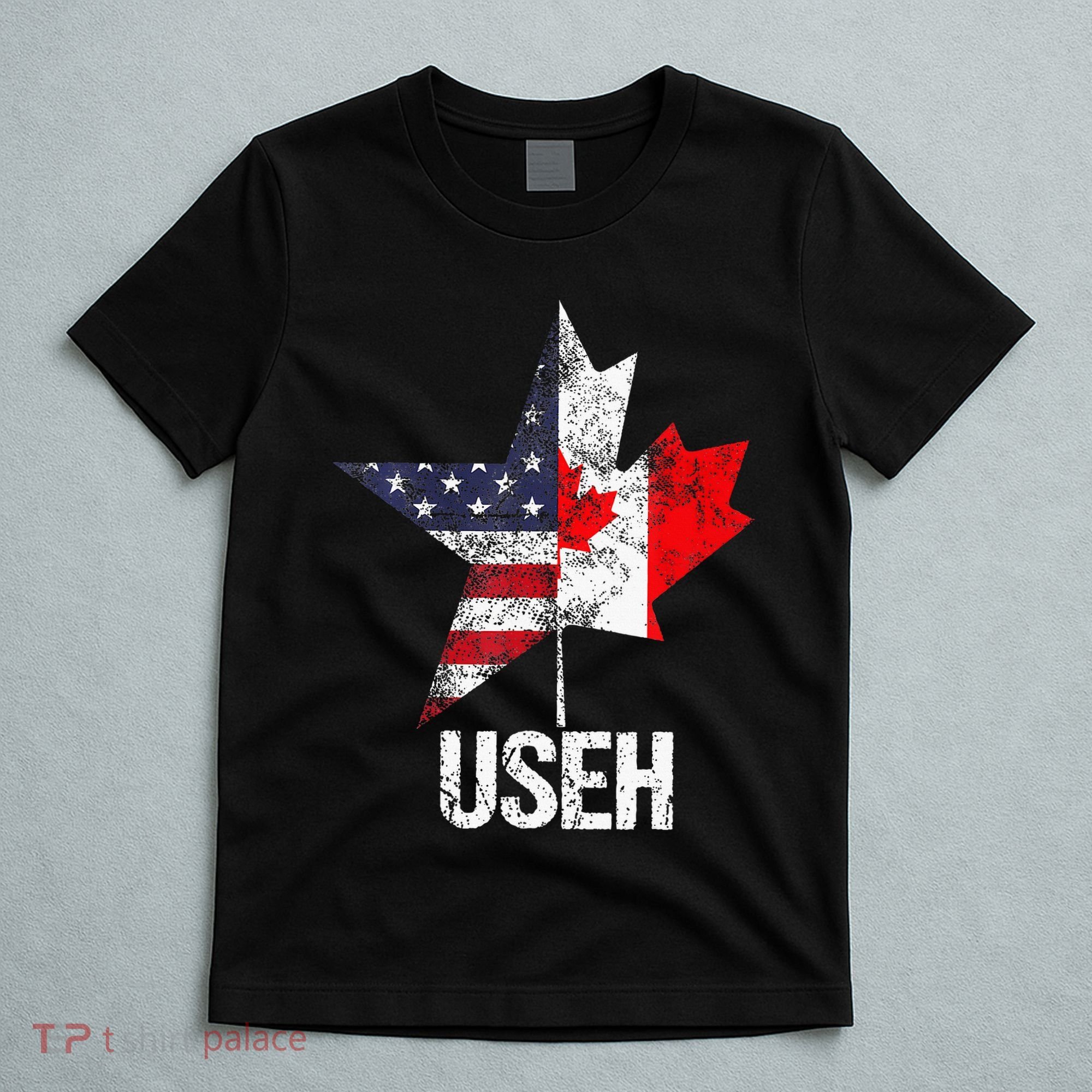 Half Canadian American Useh Canada Usa Flag United States T-Shirt