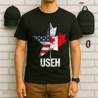 Half Canadian American Useh Canada Usa Flag United States T-Shirt thumb 6
