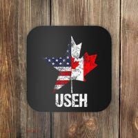 Half Canadian American Useh Canada Usa Flag United States Coaster thumb 0