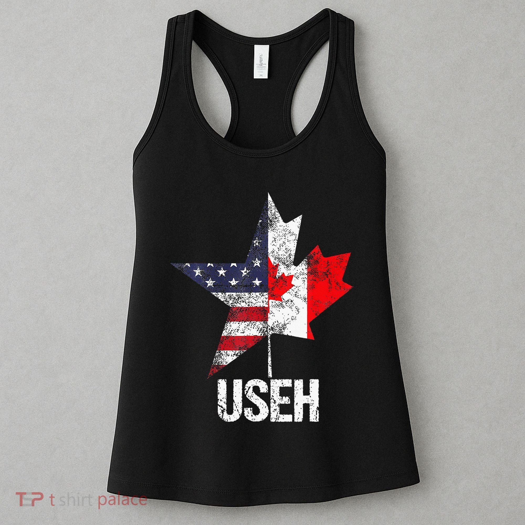 Half Canadian American Useh Canada Usa Flag United States Women's Tank Top