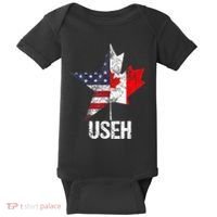 Half Canadian American Useh Canada Usa Flag United States Baby Bodysuit thumb 0