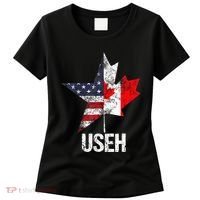 Half Canadian American Useh Canada Usa Flag United States Women's T-Shirt thumb 0