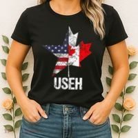 Half Canadian American Useh Canada Usa Flag United States Women's T-Shirt thumb 2