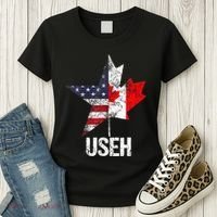 Half Canadian American Useh Canada Usa Flag United States Women's T-Shirt thumb 3