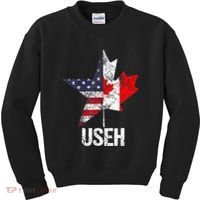 Half Canadian American Useh Canada Usa Flag United States Kids Sweatshirt thumb 0