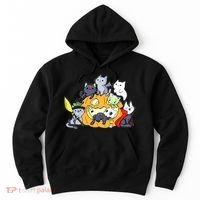 Halloween Cats Anime Cat Kawaii Neko Pumpkin Cat Lover Halloween Hoodie thumb 0