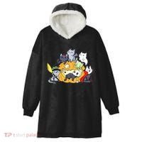 Halloween Cats Anime Cat Kawaii Neko Pumpkin Cat Lover Halloween Hooded Wearable Blanket thumb 0