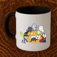 Halloween Cats Anime Cat Kawaii Neko Pumpkin Cat Lover Halloween Coffee Mug thumb 2