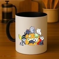 Halloween Cats Anime Cat Kawaii Neko Pumpkin Cat Lover Halloween Coffee Mug thumb 4