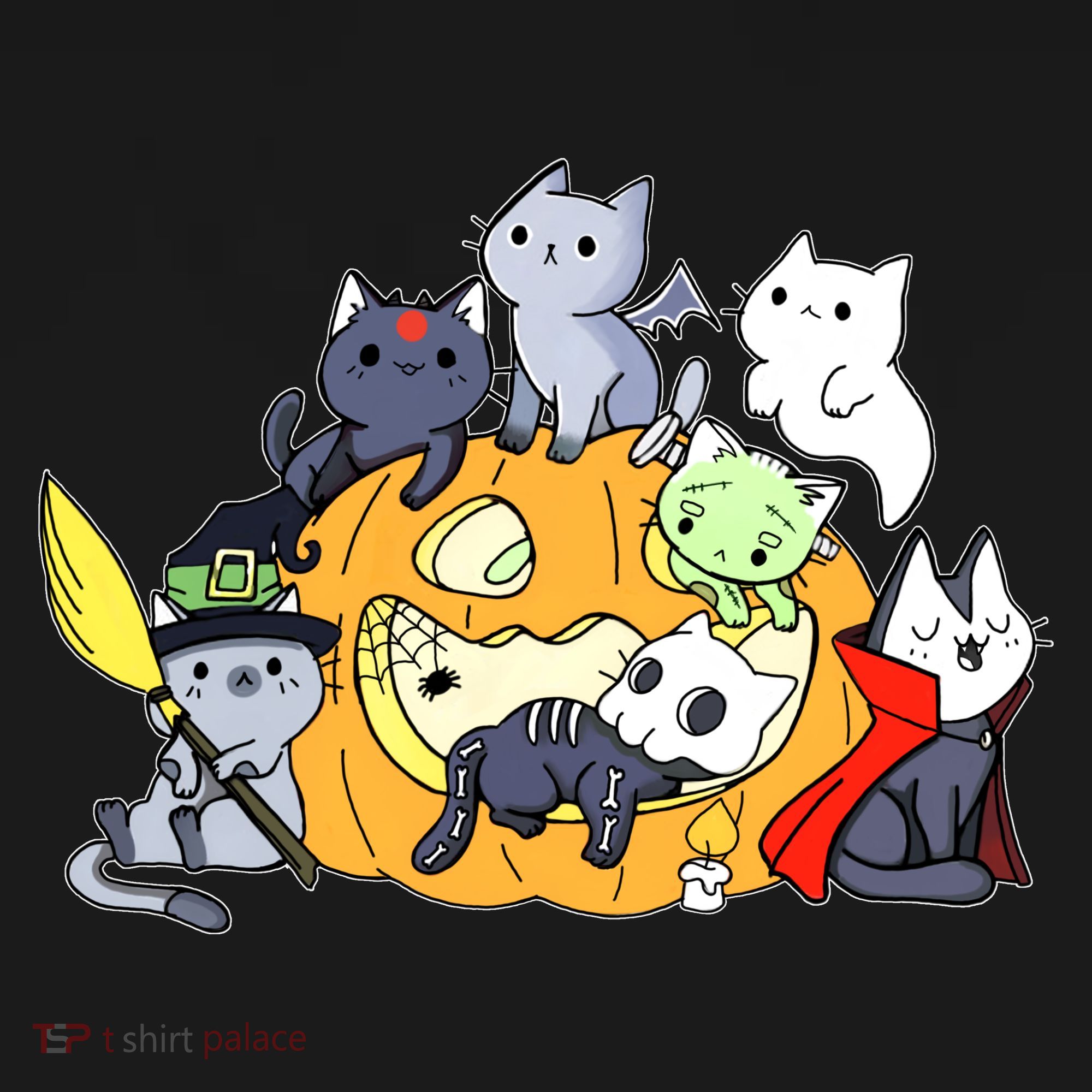 Halloween Cats Anime Cat Kawaii Neko Pumpkin Cat Lover Halloween Women's Hoodie