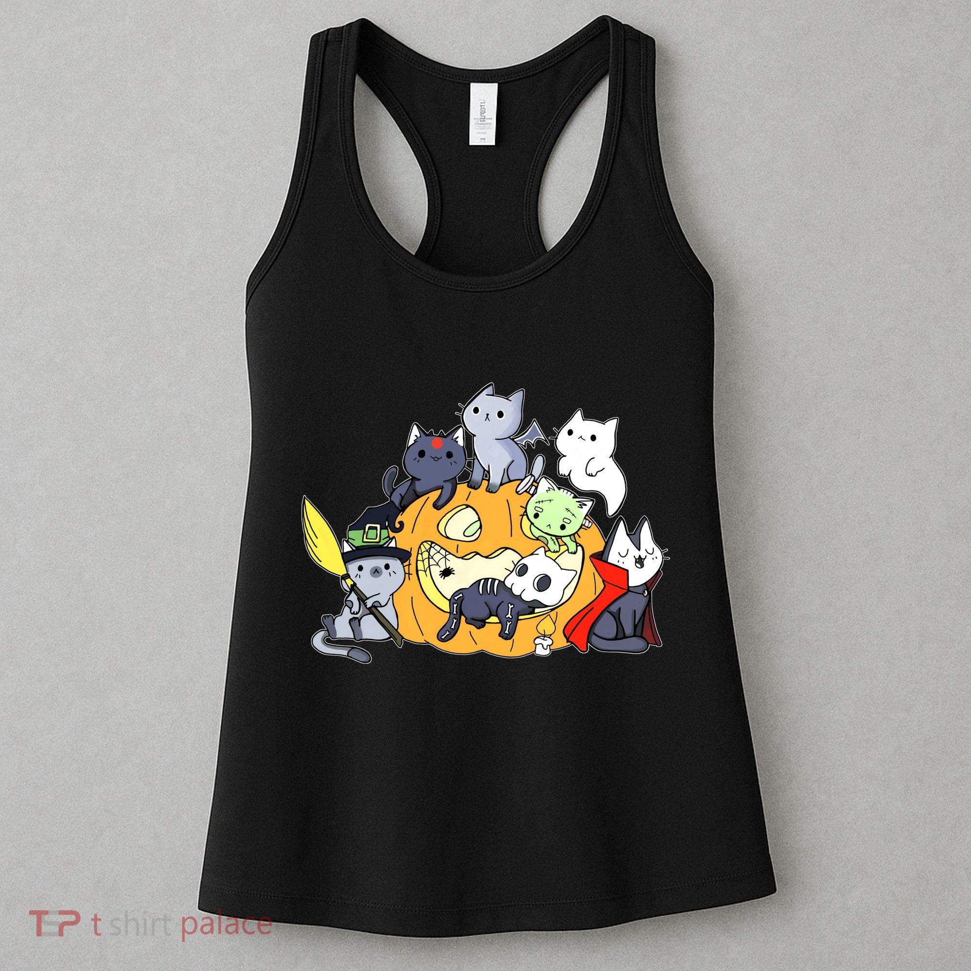 Halloween Cats Anime Cat Kawaii Neko Pumpkin Cat Lover Halloween Women's Tank Top