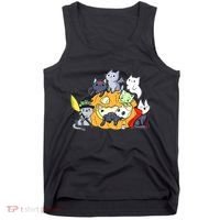 Halloween Cats Anime Cat Kawaii Neko Pumpkin Cat Lover Halloween Tank Top thumb 0