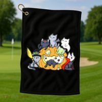 Halloween Cats Anime Cat Kawaii Neko Pumpkin Cat Lover Halloween Golf Towel thumb 1