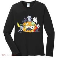 Halloween Cats Anime Cat Kawaii Neko Pumpkin Cat Lover Halloween Women's Long Sleeve Shirt thumb 0