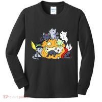 Halloween Cats Anime Cat Kawaii Neko Pumpkin Cat Lover Halloween Kids Long Sleeve Shirt thumb 0