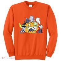 Halloween Cats Anime Cat Kawaii Neko Pumpkin Cat Lover Halloween Sweatshirt thumb 0