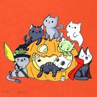 Halloween Cats Anime Cat Kawaii Neko Pumpkin Cat Lover Halloween T-Shirt thumb 7