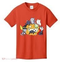 Halloween Cats Anime Cat Kawaii Neko Pumpkin Cat Lover Halloween Kids T-Shirt thumb 0