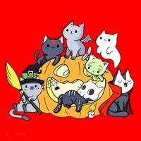 Halloween Cats Anime Cat Kawaii Neko Pumpkin Cat Lover Halloween Santa Hat thumb 1
