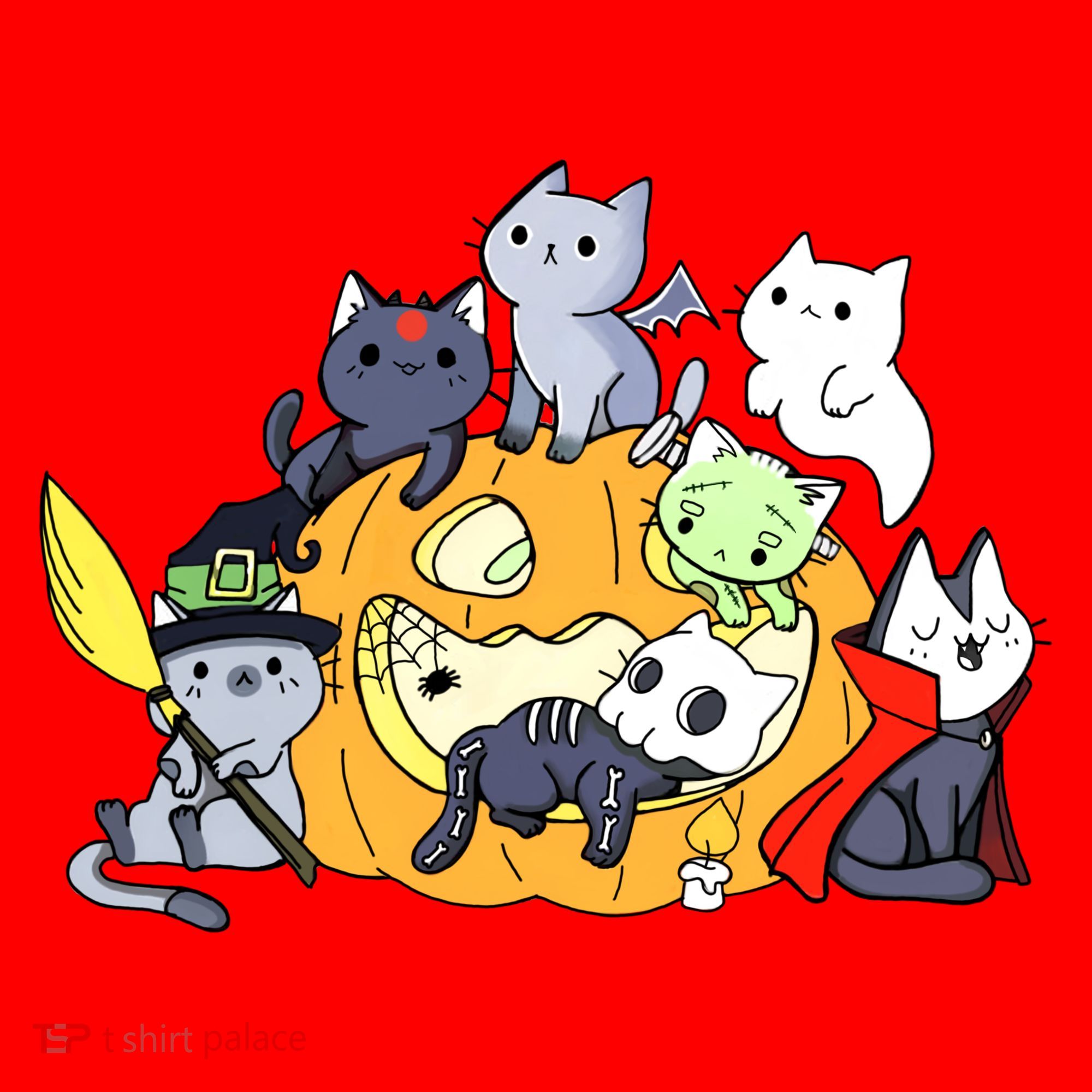 Halloween Cats Anime Cat Kawaii Neko Pumpkin Cat Lover Halloween Santa Hat