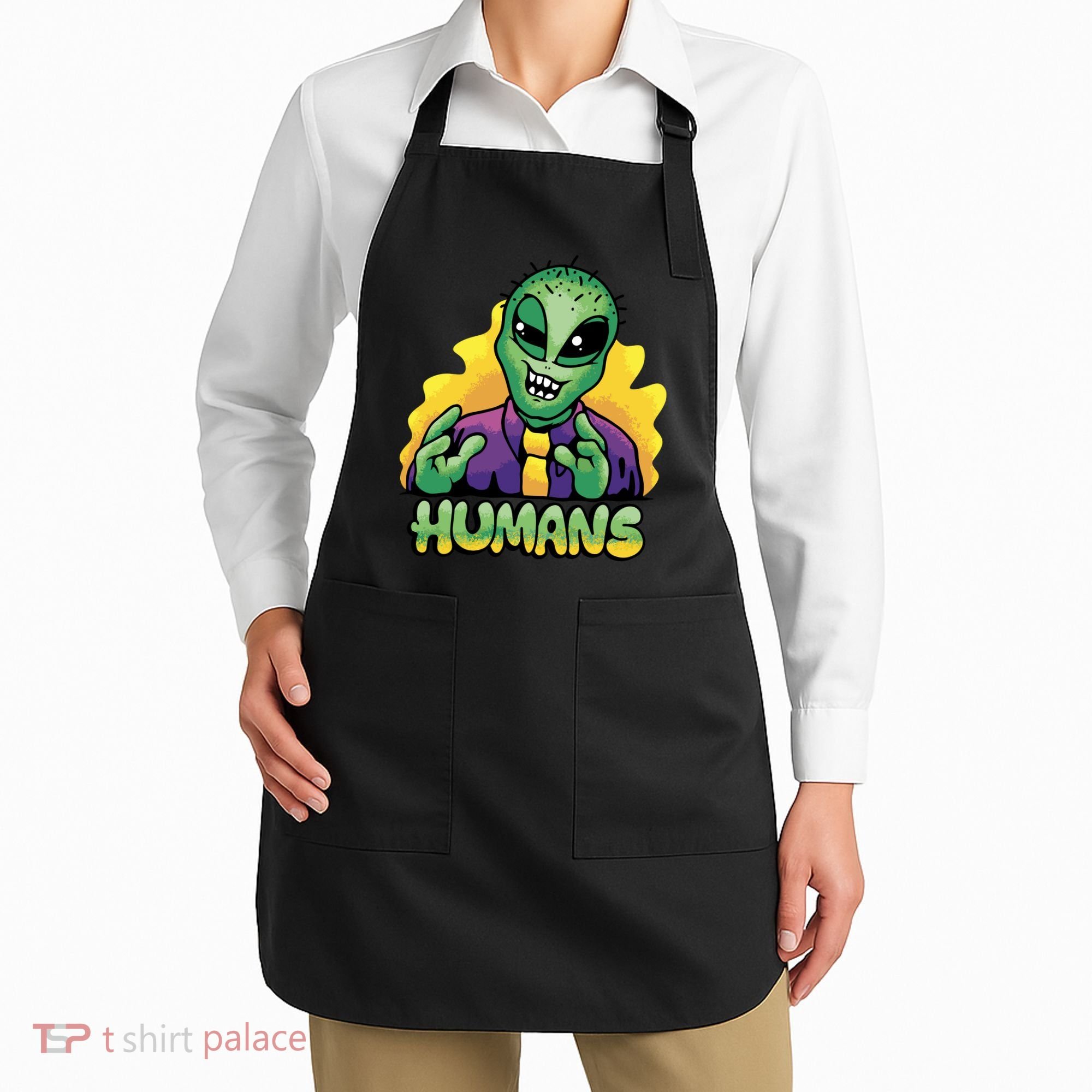 Humans Crazy Alien Funny Apron