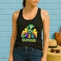 Humans Crazy Alien Funny Women's Tank Top thumb 2