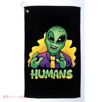 Humans Crazy Alien Funny Golf Towel thumb 0