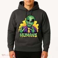 Humans Crazy Alien Funny Hoodie thumb 2