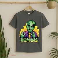 Humans Crazy Alien Funny T-Shirt thumb 2