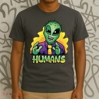 Humans Crazy Alien Funny T-Shirt thumb 3