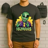 Humans Crazy Alien Funny T-Shirt thumb 6