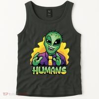 Humans Crazy Alien Funny Tank Top thumb 2
