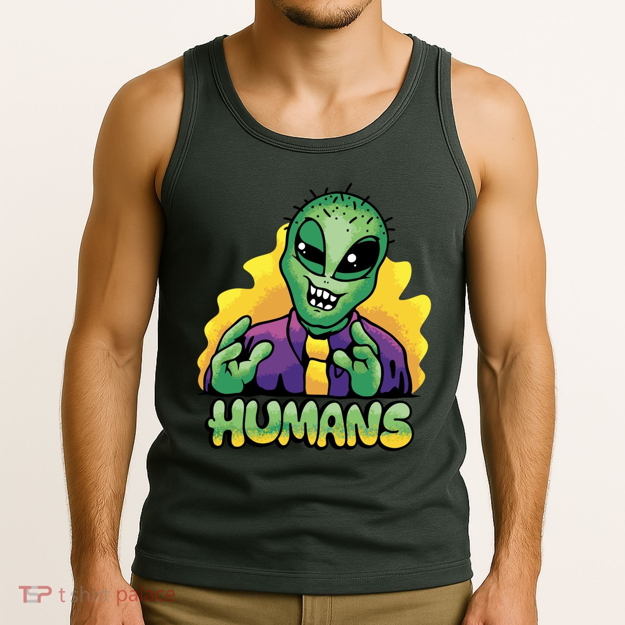 Humans Crazy Alien Funny Tank Top