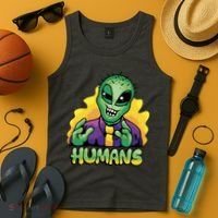 Humans Crazy Alien Funny Tank Top thumb 4