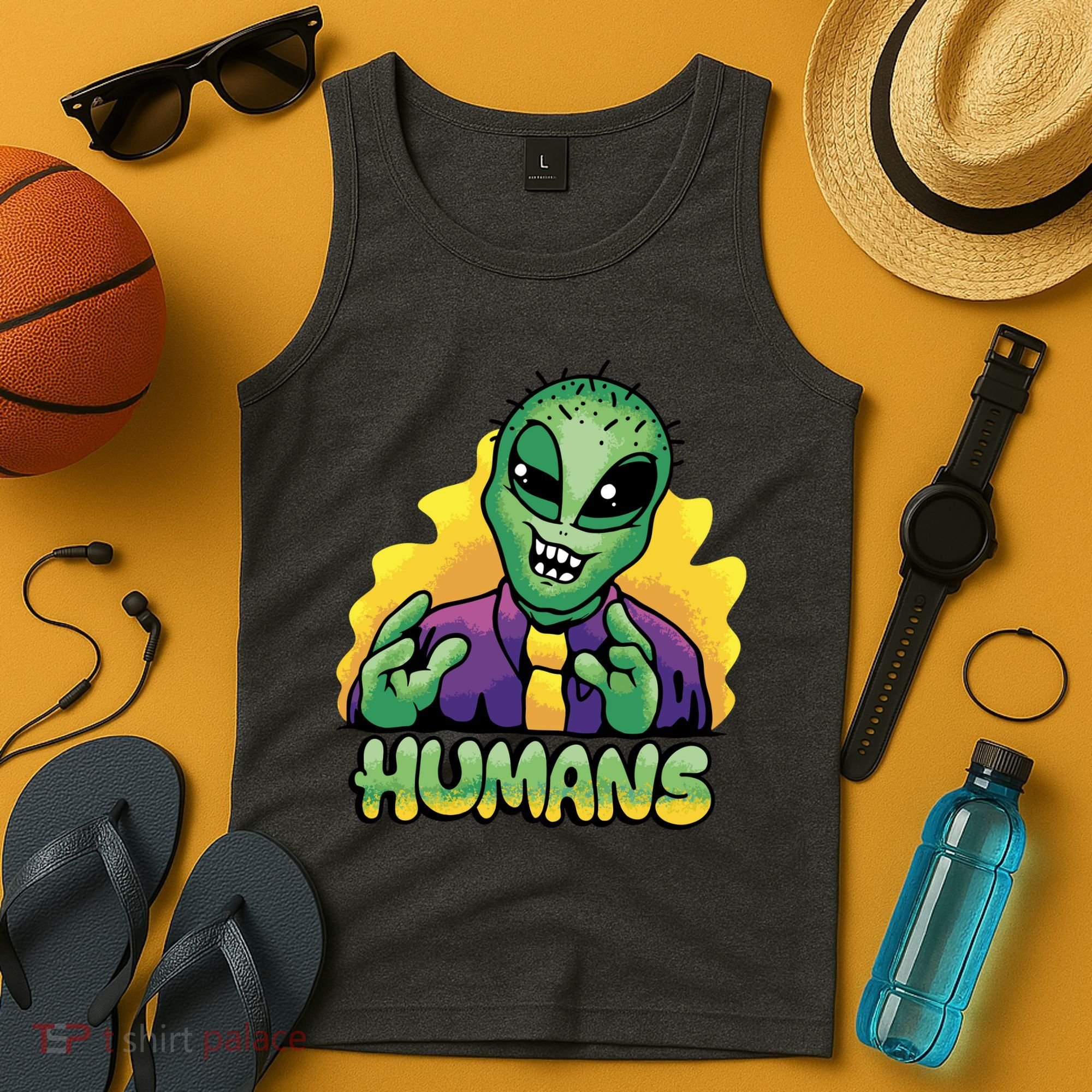 Humans Crazy Alien Funny Tank Top