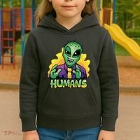 Humans Crazy Alien Funny Kids Hoodie thumb 3