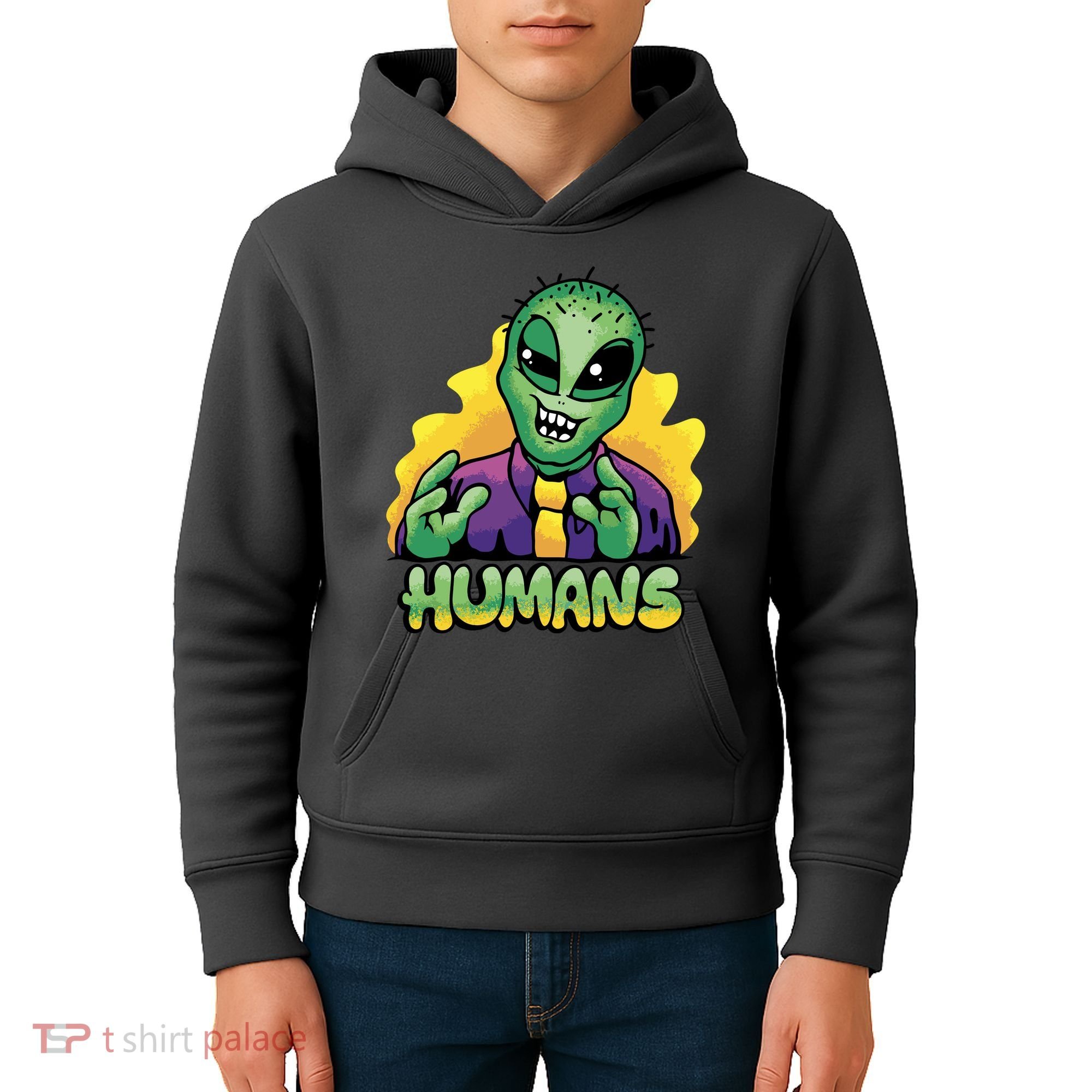 Humans Crazy Alien Funny Kids Hoodie