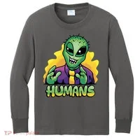 Humans Crazy Alien Funny Kids Long Sleeve Shirt thumb 0