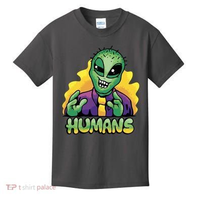 Humans Crazy Alien Funny Kids T-Shirt