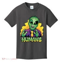 Humans Crazy Alien Funny Kids T-Shirt thumb 0