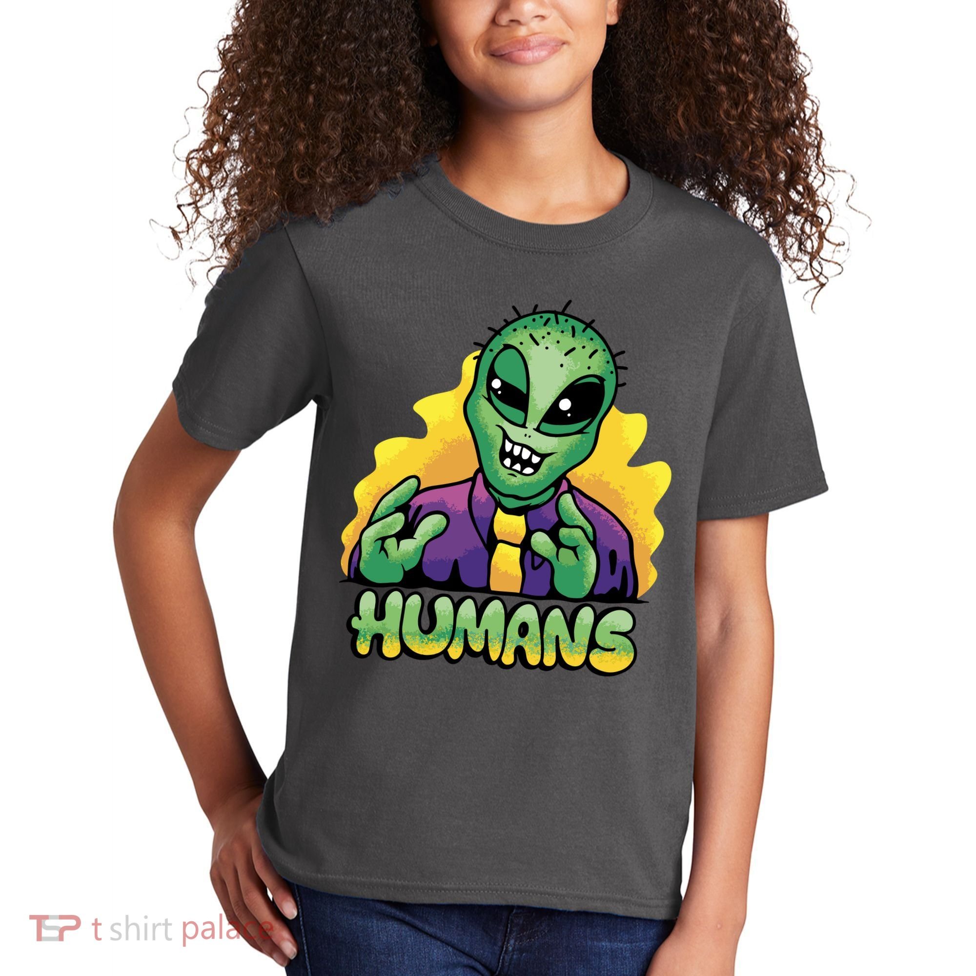 Humans Crazy Alien Funny Kids T-Shirt