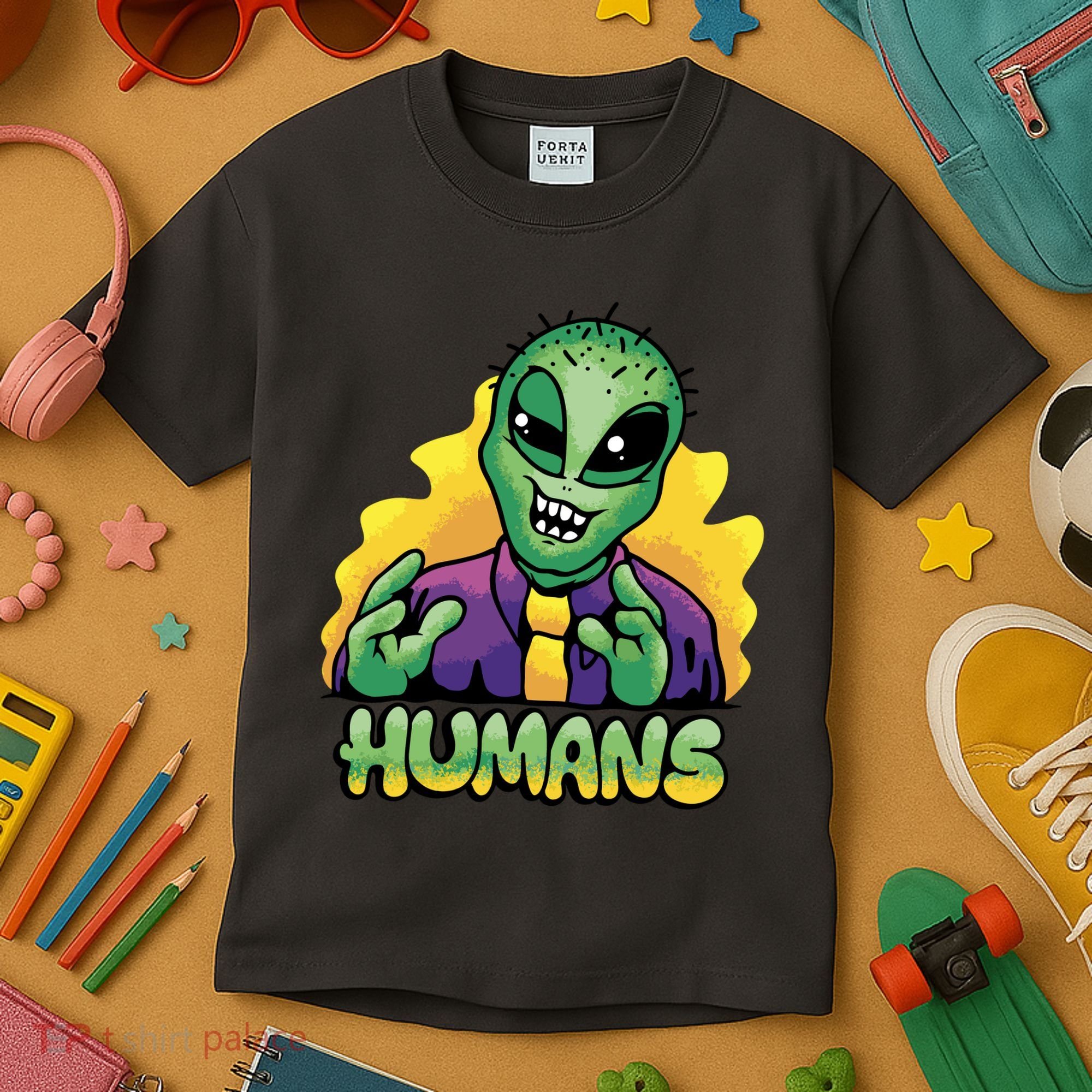 Humans Crazy Alien Funny Kids T-Shirt