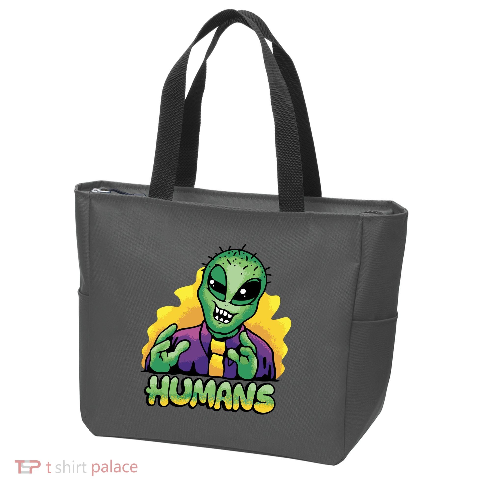 Humans Crazy Alien Funny Tote Bag