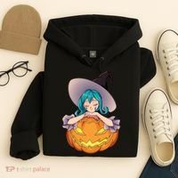 Halloween Cute Anime Witch Pumpkin Hoodie thumb 4