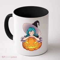 Halloween Cute Anime Witch Pumpkin Coffee Mug thumb 0