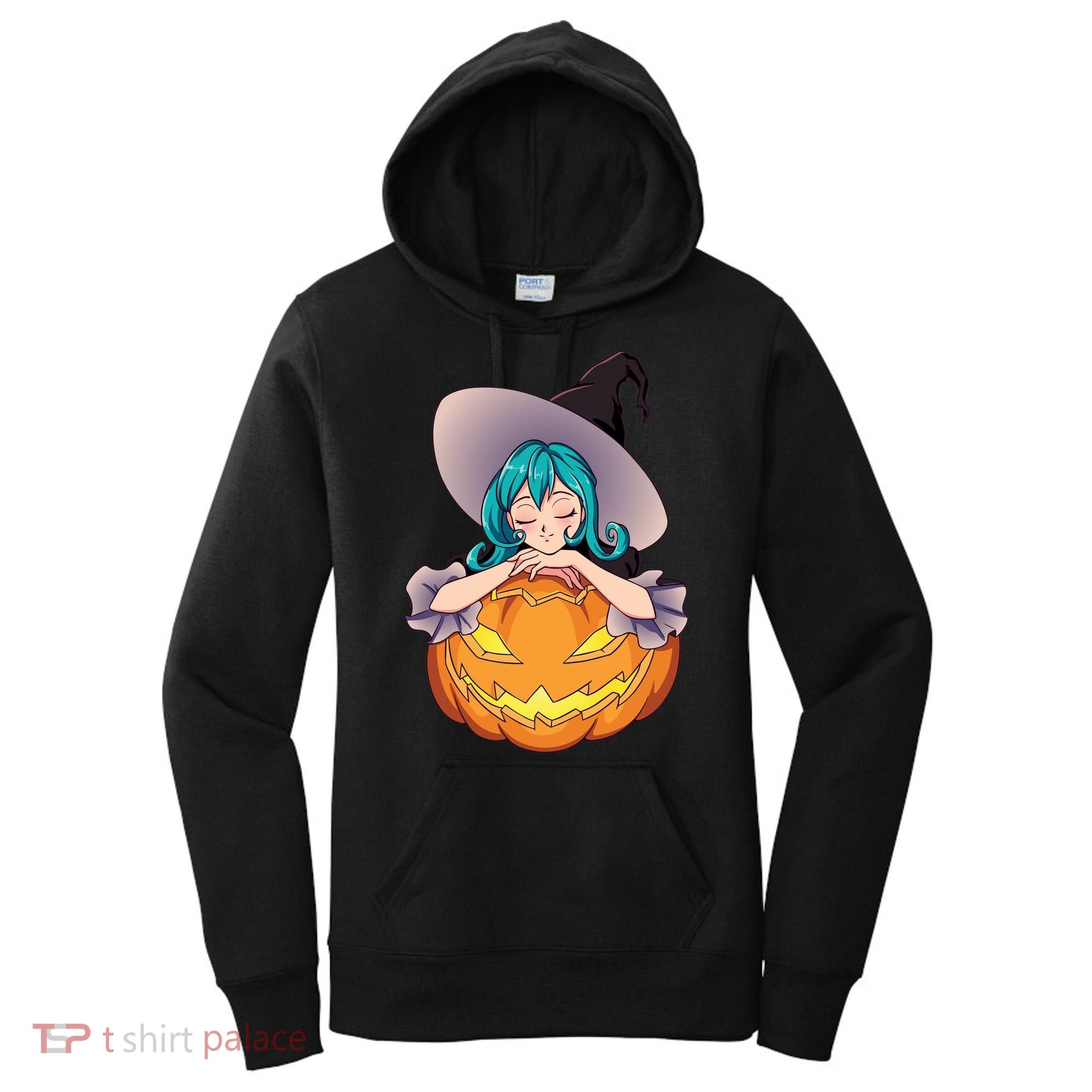 Halloween Cute Anime Witch Pumpkin Women's Hoodie